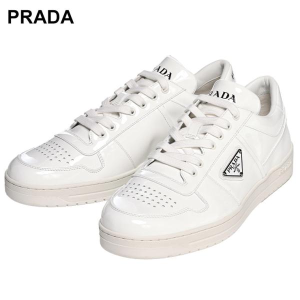 PRADAキッズスニーカーPRA-003 未使用【真夏の大感謝★大SALE！】 PRADA プラダ パテントレザー メタルロゴ ダウンタウン