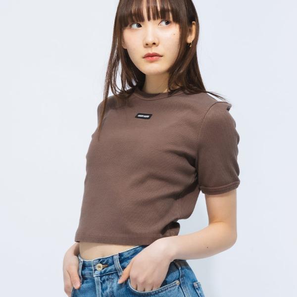 miu ミュウミュウ MIU リブコットン ロゴパッチ クロップド 半袖 miu ミュウミュウ MIU リブコットン ロゴパッチ クロップド 半袖