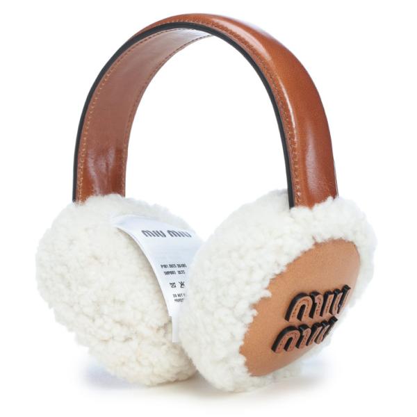 miu miu（ミュウミュウ） イヤーマフ レディース ロゴ レザー ボア