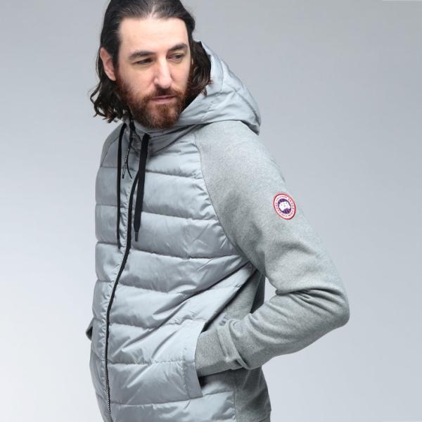 カナダグース ダウン メンズ CANADA GOOSE ロゴ コンビダウン フルジップ スウェット 切り替え パーカー HYBRIDGE HURON ハイブリッジヒューロン CG6843M