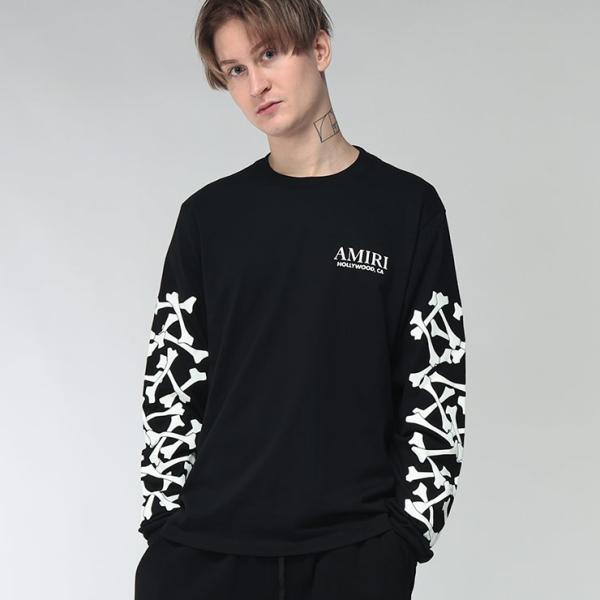 【新品】【最安値】　AMIRI アミリ　ボーンプリントクルーネック　tシャツ AMIRI（アミリ） メンズ Tシャツ 長袖 ボーンプリント クルーネック