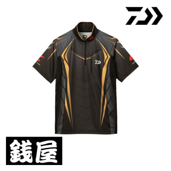 Daiwa SPECIAL ハーフジップウェア 黒/金 ダイワ ウェア DE-7525 ロングスリーブハーフジップシャツ(XL