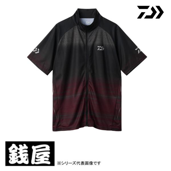 ダイワ DE-7426ハーフスリーブ ドライシャツ フルジップ レッド L