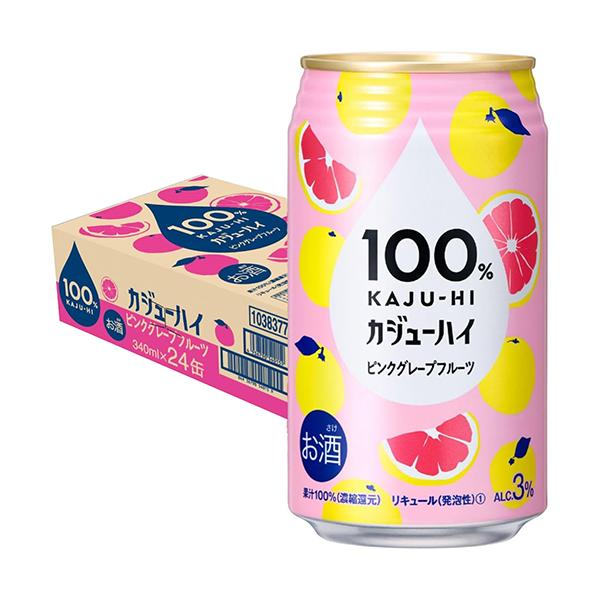（数量限定特価）富永貿易 100％カジューハイ ピンクグレープフルーツ 340ml×24本 1ケース u-sa