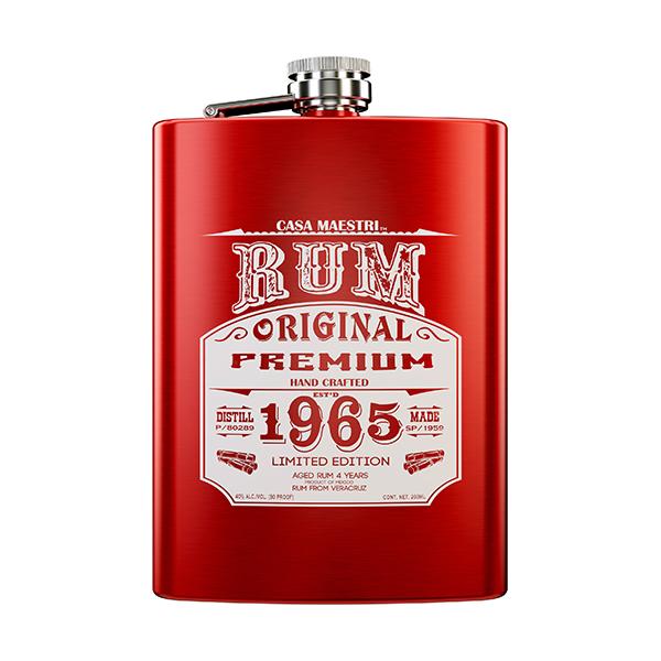 商品詳細品名カサ マエストリ　ラム　フラスクボトル商品説明スキットルともいわれる、高アルコール度数の蒸留酒を入れるための水筒「フラスクボトル」に、メキシコ・ヴェラクルス州産の4年熟成のラムが詰め込まれています。飲みきった後は持ち運びやすい薄...