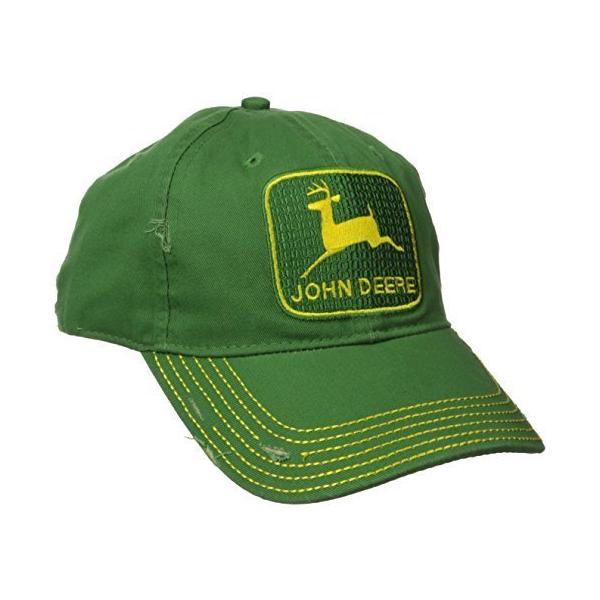 John Deere(ジョン ディア) 北米限定 ビンテージ ロゴ 刺繍付き ベースボールキャップ グリーン