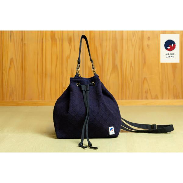 正藍染 3WAY 巾着バッグ 日本製 国産 AIZOME JAPAN
