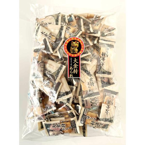 <大金持あられ　300ｇ（約107個）入　1袋　（株）ニューエスト>【送料の目安】　当商品のみの場合、嵩的に数量24袋まで送料１個口料金で発送できます！　他のお菓子と同梱可能です。（送料無料商品、お菓子袋詰め合わせ、メーカー直送...