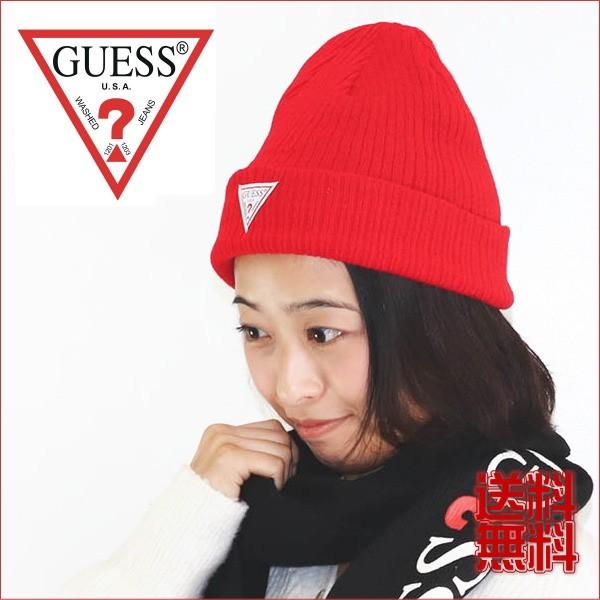 GUESS ? ニット帽 赤 - ニットキャップ