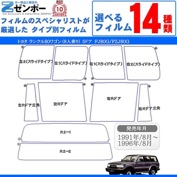 カット済み カーフィルム トヨタ（TOYOTA） ランクル80 5ドア.SUV