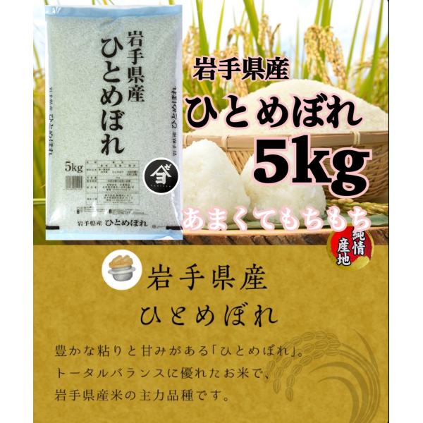 米 精米 【令和7年産岩手県産ひとめぼれ5kg】モチモチ柔らかなお米です