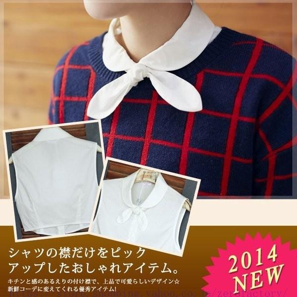 大人可愛いつけ襟 ベストシャツ ノーススリーブシャツ ハーフシャツ ブラウス ショート丈 スカーフ付き ティペット つけ襟 ホワイト 清楚感 Www Supersport Tn