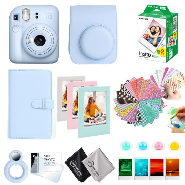 贈って安心！使って満足！INSTAX MINI12の10点セットです。(1)富士フイルム チェキ instax mini 12 本体（２）INSTAXMINIチェキフィルム20枚　（３）MINI12専用カメラケース（互換品）（４）チェキMI...