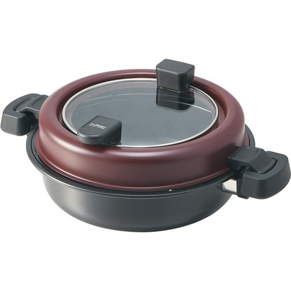 【商品概要】サイズ(約):最大外径/37×28×14cm、口径/23cm、深さ/7cm素材・材質:本体/鉄、表面処理/シリコンコート(外面・内面)、ふた/鉄枠+ガラス(全面物理強化ガラス)、本体取っ手/フェノール樹脂、フタつまみ/フェノール...