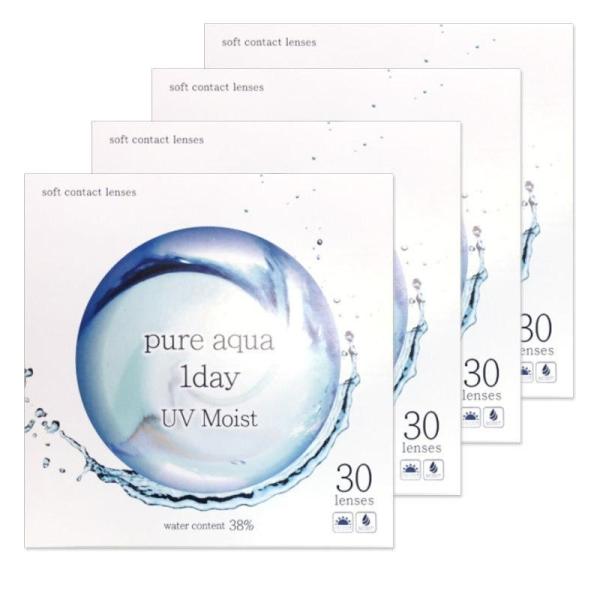 コンタクト 4箱セット ピュアアクアワンデー UV Moist 38 1箱30枚 1日使い捨て コンタクトレンズ UV加工 モイスト コンタクト モイスチャー UV ZERU
