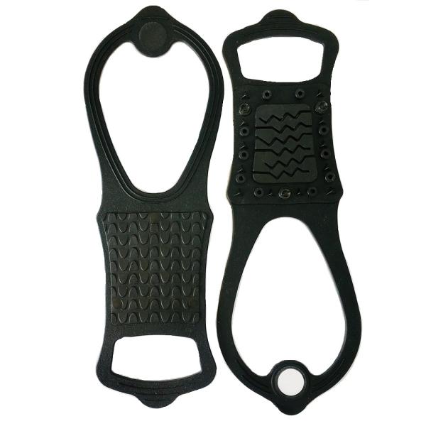 人気商品新発売「つるピタ」改良商品、靴への装着もラクラク！！携帯に便利なチャック袋入り！合成ゴム＋スパイク付で雪道・凍結路面にガッチリくい込み、滑り止め効果抜群です。３本の強力スパイクで凍結路面もOK、スケートリンクで検証済み！かかと部分に...