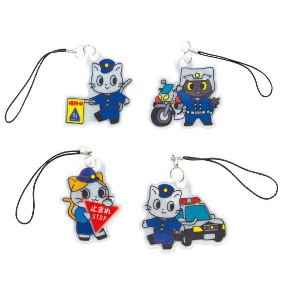 街を守るおまわりさんキャラ「まもっこあにまるず」登場！ かわいい警察官がみんなの安全を守ります 夜道でしっかり反射して交通事故防止に役立ちます ※4柄セット販売です（4個の価格）■サイズ ：しろまる【横断中】/約46×60mm・ハヤト/約5...