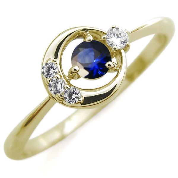 月モチーフ リング サファイア K18 指輪 サファイアリング : ZION