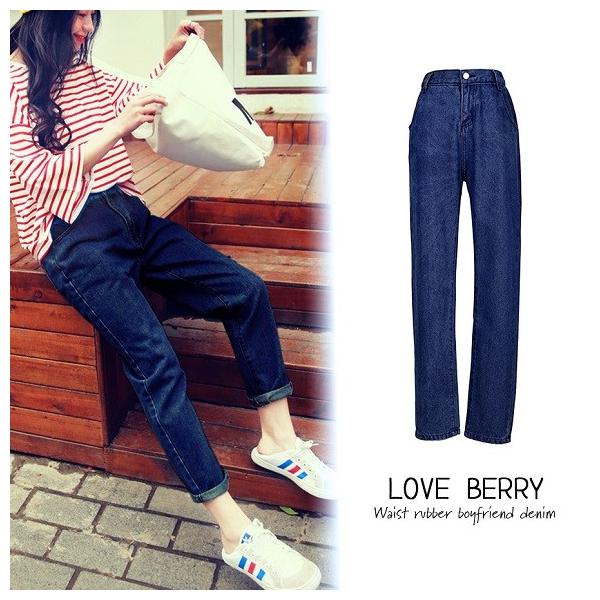ボーイフレンドデニム レディース デニム デニムパンツ ウエストゴムデニム パンツ Ys 大人の韓国ファッション Loveberry 通販 Yahoo ショッピング