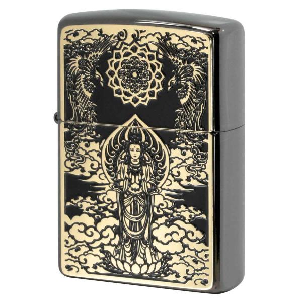 ZIPPO Zippo ジッポライター 観世音 ブラックメタル ペイントプレート 