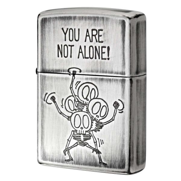 Zippo ジッポライター スカル 骸骨 ユーズド仕上げ FUNNY SKULL You are not alone. 君はひとりじゃない 2UDS-ALONE メール便可