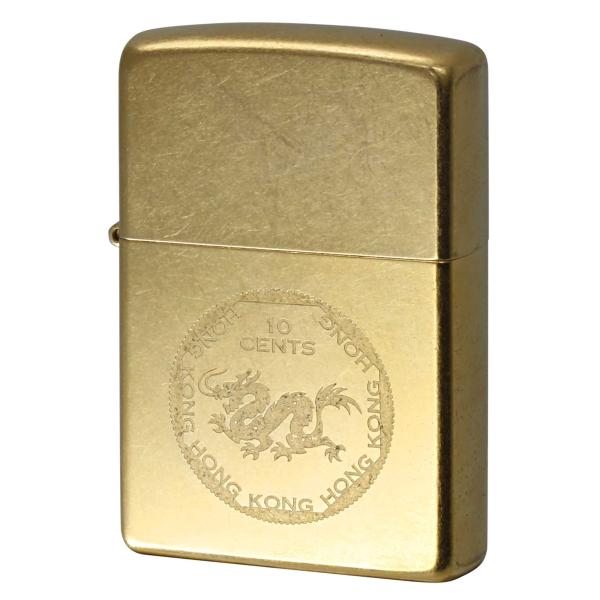 絶版/ヴィンテージ Zippo ジッポー 中古 2008年製造 香港 ドラゴンスタンプアイコン Gold Dust [N]未使用・新品
