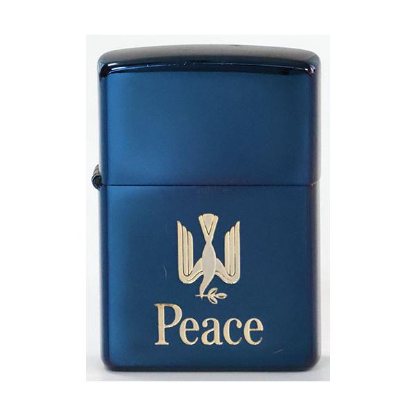 Peace zippo ライター ブルーチタン　2001年製 ZIPPO タバコ柄ピース「PEACE」 ブルーチタン仕上E.2000年製
