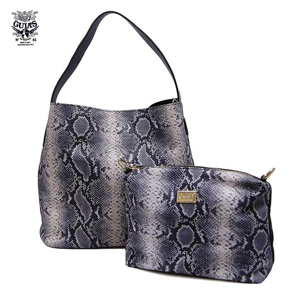 スネーク トートバッグ 14678A カギ付き ポーチイン 2WAY SNAKE ガン  