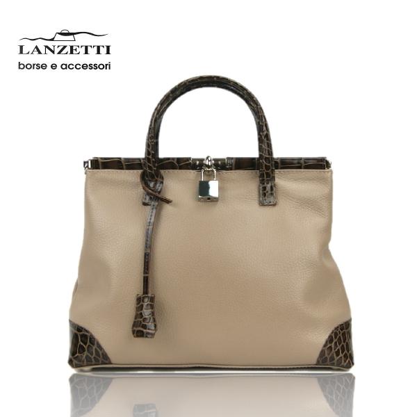 LANZETTI イタリア製 クロコ ハンドバッグ ワンショルダー e105 LANZETTI イタリア製 クロコ ハンドバッグ ワンショルダー e105