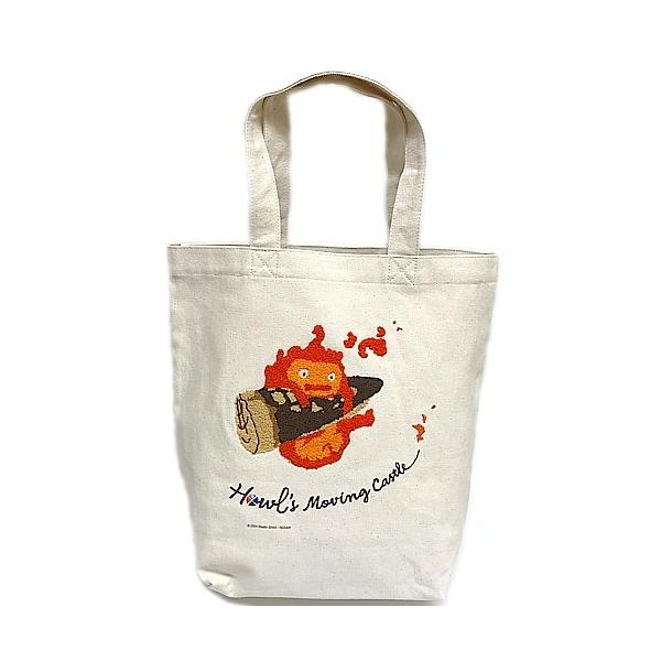 ［完売品］ハウルの動く城　縦型刺繍帆布トートバッグ ヒン カルシファー ジブリ znet_hpt-howl-kars