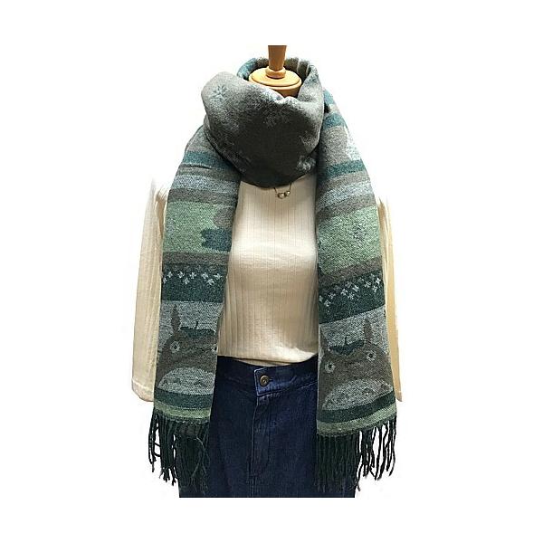 【新品】となりのトトロ　ボタン付きストール　襟巻き　ウールのスカーフ　ジブリ 新品】となりのトトロ ボタン付きストール 襟巻き ウールのスカーフ