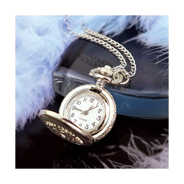 雪の結晶モチーフ懐中時計ネックレス (シルバーカラー) / サン宝石