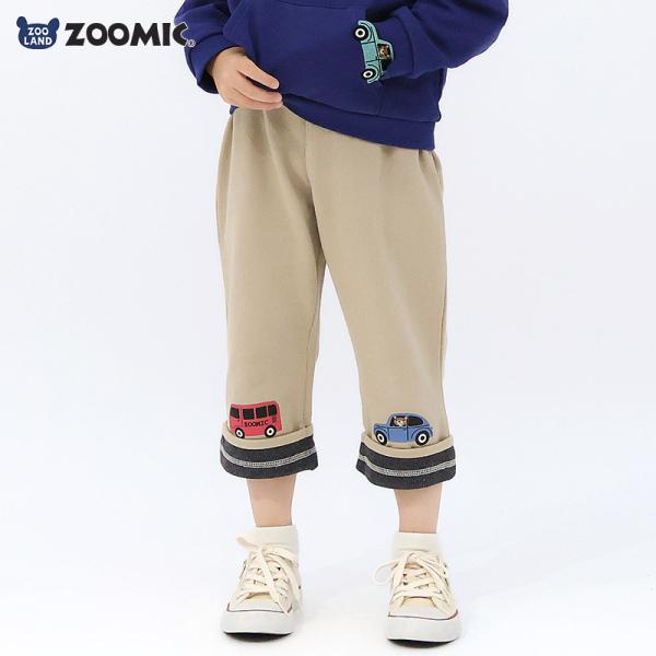 キッズ 7分丈パンツ 男の子 女の子 ニットデニム ポケット 折り曲げ ZOOMIC 80 90 95 100 110 120 130 ベビー ズボン ボトムス 動物 くま 車 キャラクター