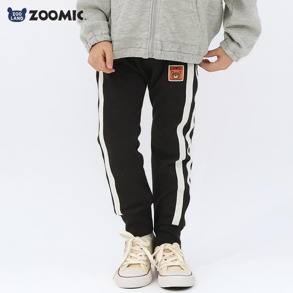 キッズ ロングパンツ ライン 男の子 女の子 ミニ裏毛 ZOOMIC 80 90 95 100 110 120 130 ベビー ズボン サルエル リブ ボトムス  動物 くま 車 キャラクター