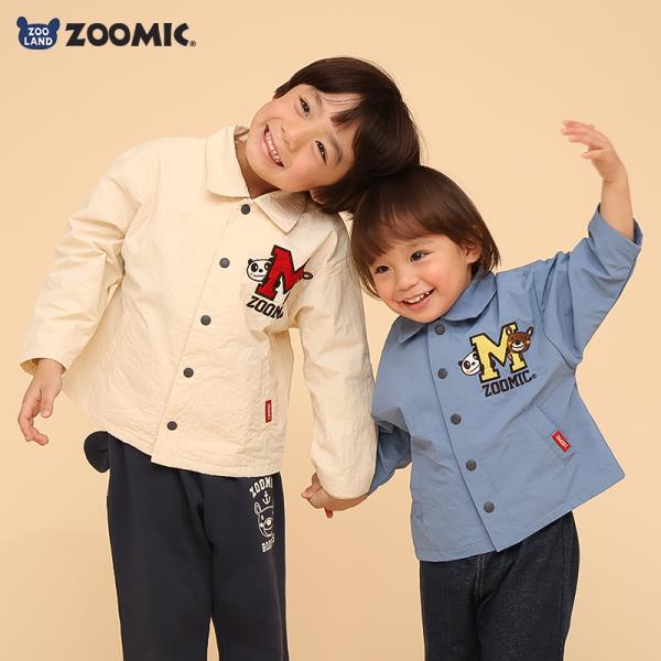 キッズ コーチジャケット ベビー服 アウター 裏地メッシュ アニマル 動物 くま パンダ 男の子 女の子 ZOOMIC ズーミック 羽織り ナイロン スナップボタン
