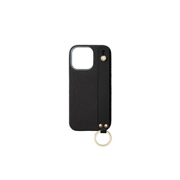 スマホケース (iPhone 16 Pro)ハンドル付き バックカバーケース シュリンクレザー (ゴールド)