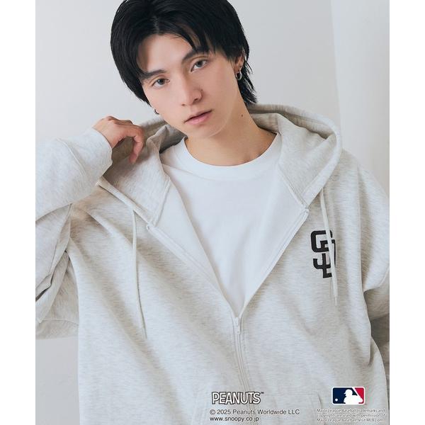 パーカー 裏起毛 「PEANUTS×MLB」オリジナルデザイン フルジップパーカー ヤンキース ドジャース カブス キャラクター メンズ レディース