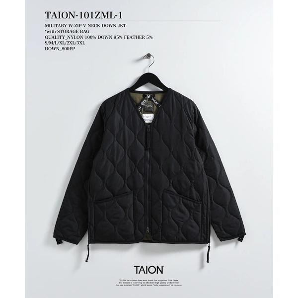 ダウンジャケット ダウン 「TAION(タイオン)」「ユニセックス」ミリタリー Vネックジップ ダウンジャケット メンズ レディース