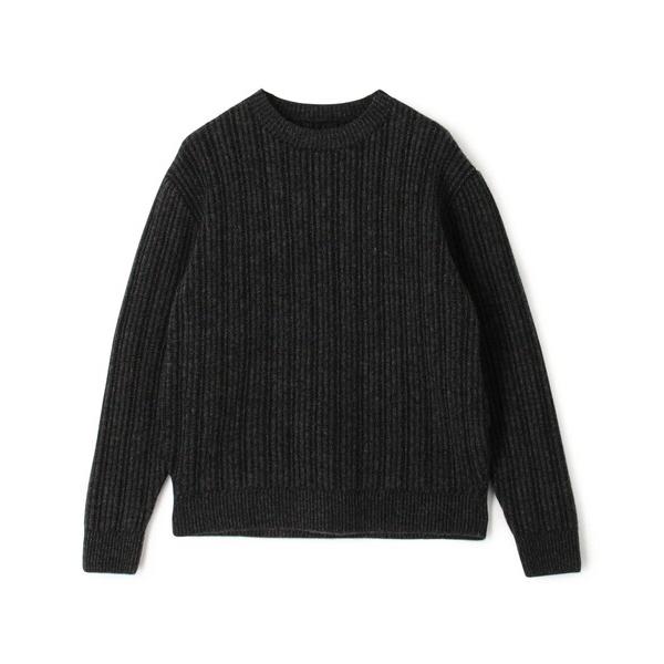 セーター ニット ウールカシミヤシルク リブクルーネックプルオーバーニット メンズ