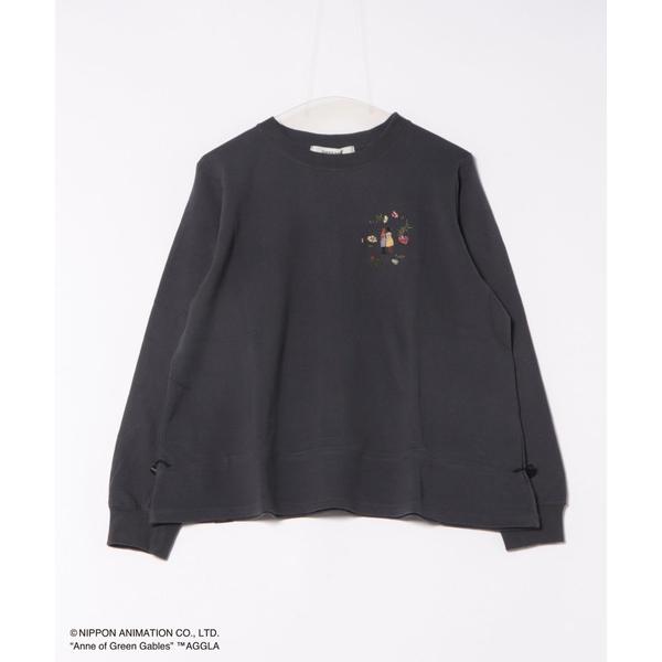 tシャツ SUPER　HAKKA×世界名作劇場　「赤毛のアン」花の時のふたり刺繍　裏毛プルオーバー レディース