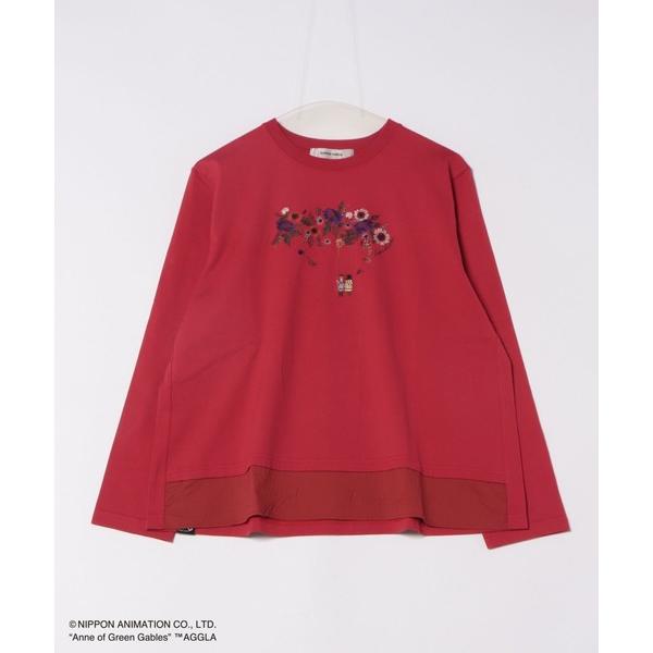 tシャツ SUPER　HAKKA×世界名作劇場　「赤毛のアン」花とブランコ刺繍　長袖カットソー レディース