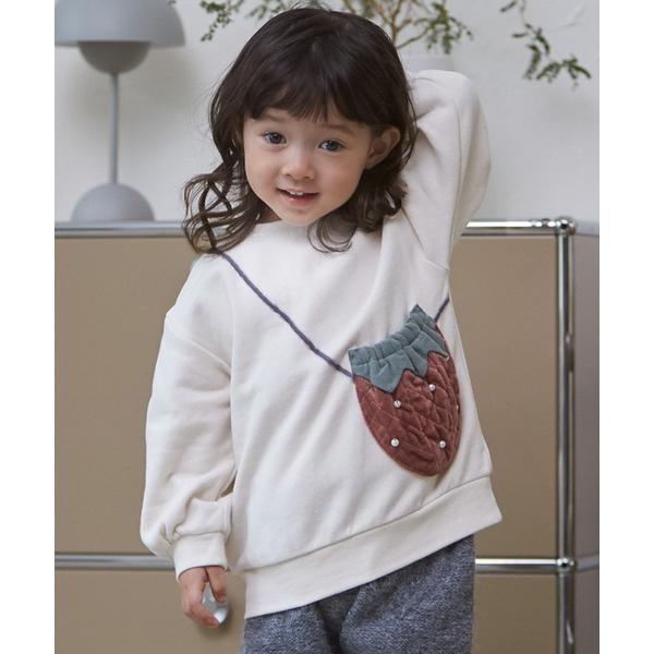 『セール実施中』ZOZO問い合わせ番号:101182063ショップ:petit main，プティマインブランド:petit main，プティマイン商品名:【裏起毛】いちごポシェットトレーナーカテゴリ:トップス>スウェットブランド品番:...