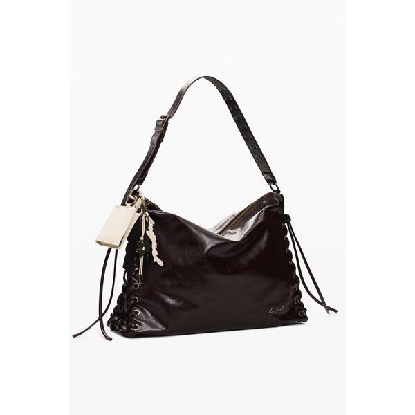 ショルダーバッグ バッグ Glossy Leather-Look Large Shoulder Bag/光沢レザー調 ラージ ショルダーバッグ レディース