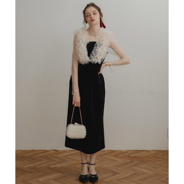 ZOZO問い合わせ番号:101202295ショップ:Dorry Doll，ドリードールブランド:Dorry Doll，ドリードール商品名:フリルベロアドレスカテゴリ:ワンピース/ドレス>ドレスブランド品番:25692素材:〈素材〉 　...