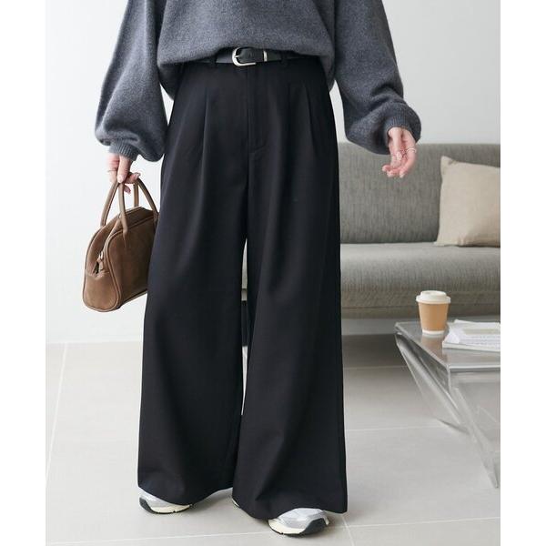 スラックス パンツ 「こなれ感と快適さを両立」ウールブレンドワイドパンツ レディース