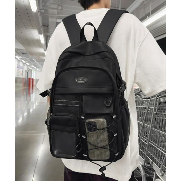 デイバック リュック 「A4サイズ対応」大容量 メッシュポケット ナイロン バックパック　通学 通勤 デイリー　ユニセックス メンズ レディース