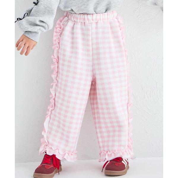 ZOZO問い合わせ番号:101285588ショップ:pairmanon，ペアマノンブランド:pairmanon，ペアマノン，coucou manon，ククゥ マノン商品名:【ぬくふわ】ガールズ チェック サイドフリル 裏起毛 パンツカテゴリ...