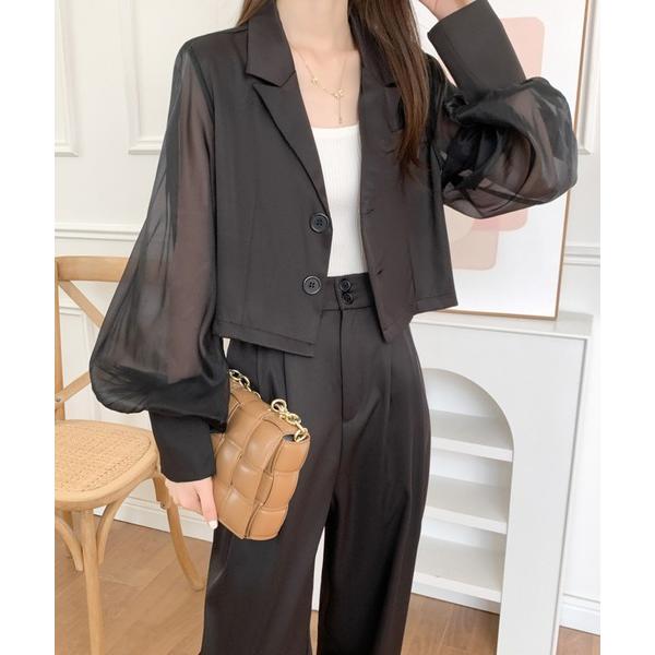 『タイムセール実施中』参考価格：8，999円発売時期：2023年08月コンディション：B（目立つ使用感なし）使用感が少ない、または気にならないアイテム首周り：汚れ参考商品名：異素材シアースリーブショートテーラードジャケットセットアップ参考品...