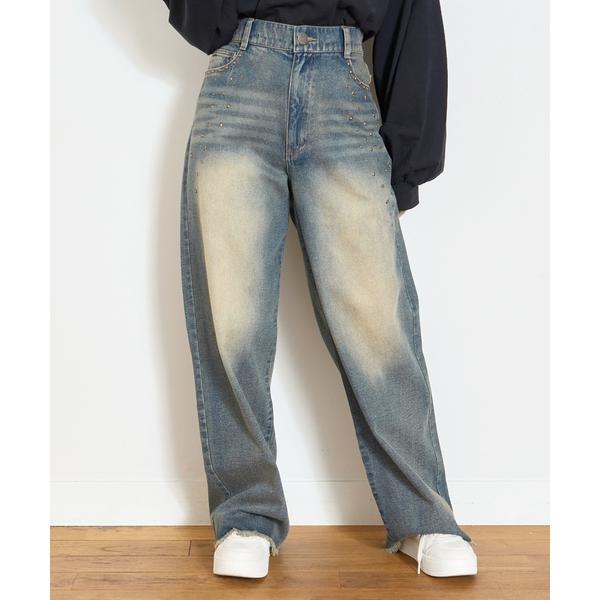 『セール実施中』ZOZO問い合わせ番号:101349326ショップ:NARUMIYA ONLINE，ナルミヤ オンラインブランド:LOVETOXIC，ラブトキシック商品名:スタッズフリンジデニムパンツカテゴリ:パンツ>その他パンツブラ...