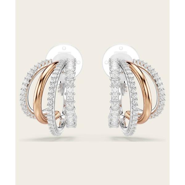 イヤリング 「公式」「スワロフスキー」Hyperbola クリップイヤリング， ミックスカット， ホワイト， ミックスメタル仕上げ レディース メンズ